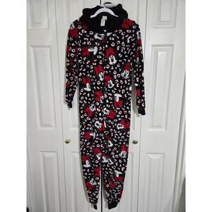 Disney small women's Minnie mouse one piece fleece pajamas